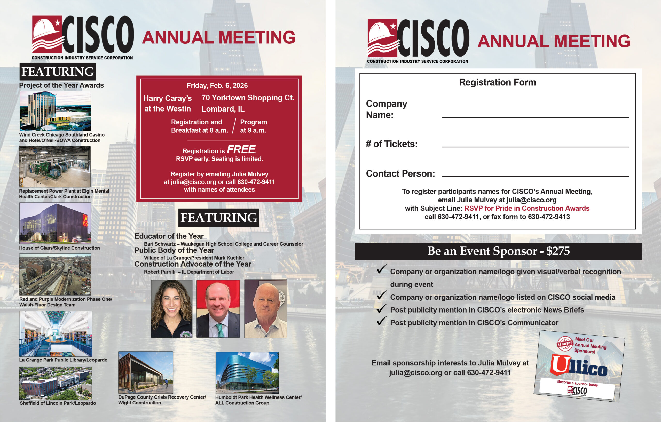Reserve Tickets NOW for CISCO’s Annual Meeting